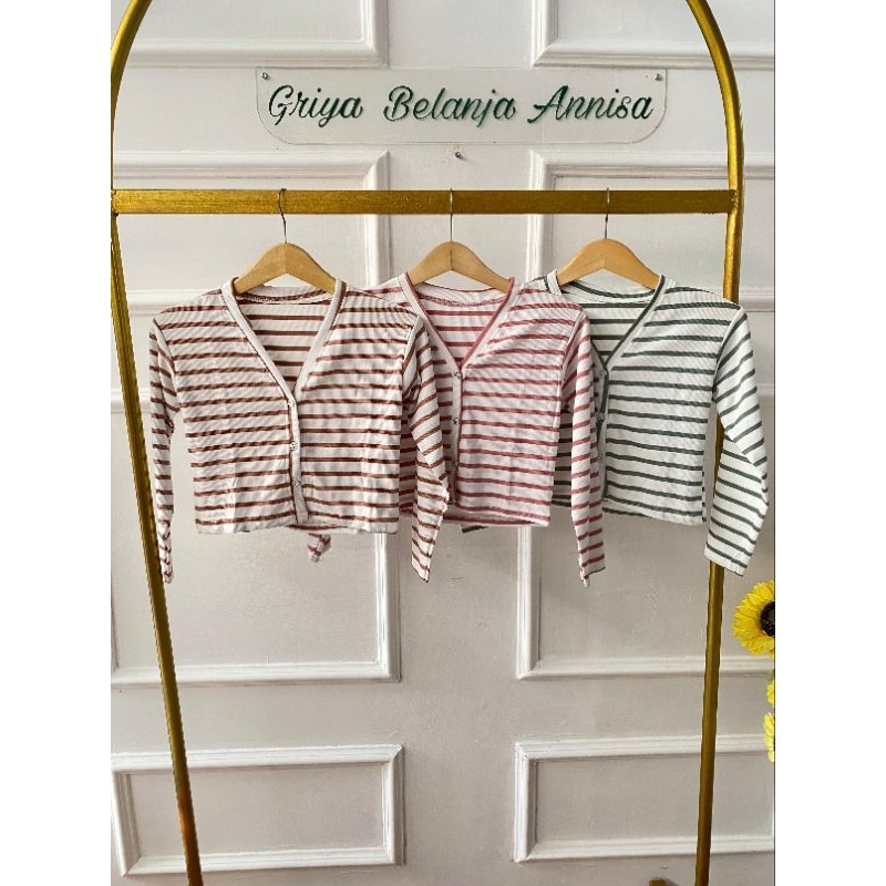 cardigan stripe Cardy crop stripe cardigan salur