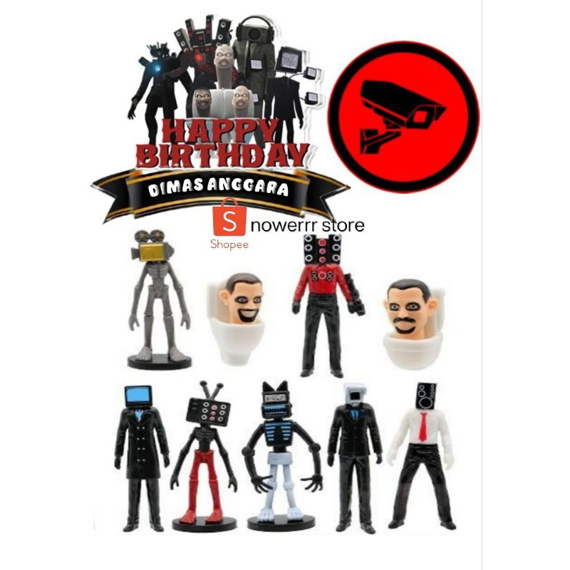 SKIBIDI TOILET/Topper Cake Skibidi Toilet Custom Nama/Hiasan Cake Ultah Skibidi Toilet