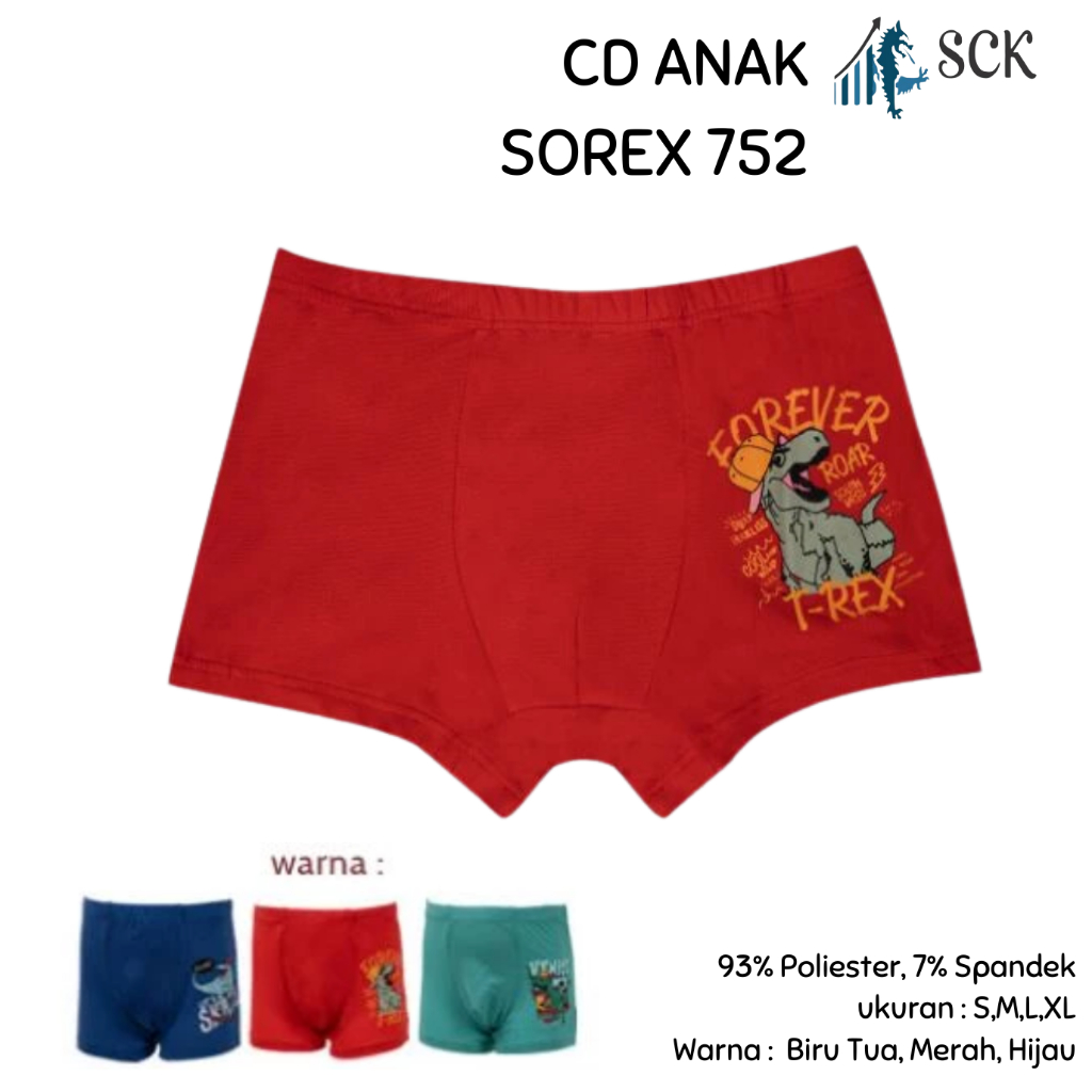 [ISI 1] CD Anak Laki-Laki SOREX TM 752 Model Boxer / Celana Dalam Halus Ukuran M-XL / Pakaian Dalam 