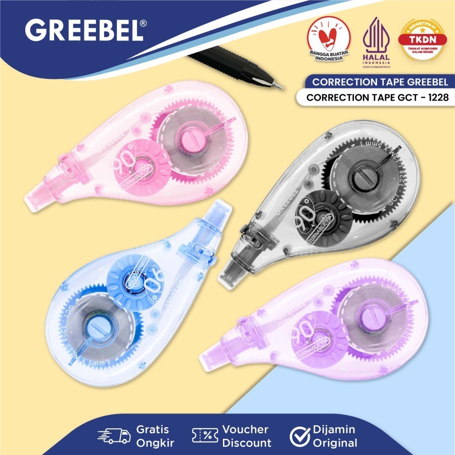 

Correction Tape Greebel GCT-1228 Corrtape Pita Koreksi Tip Ex Kertas Roll