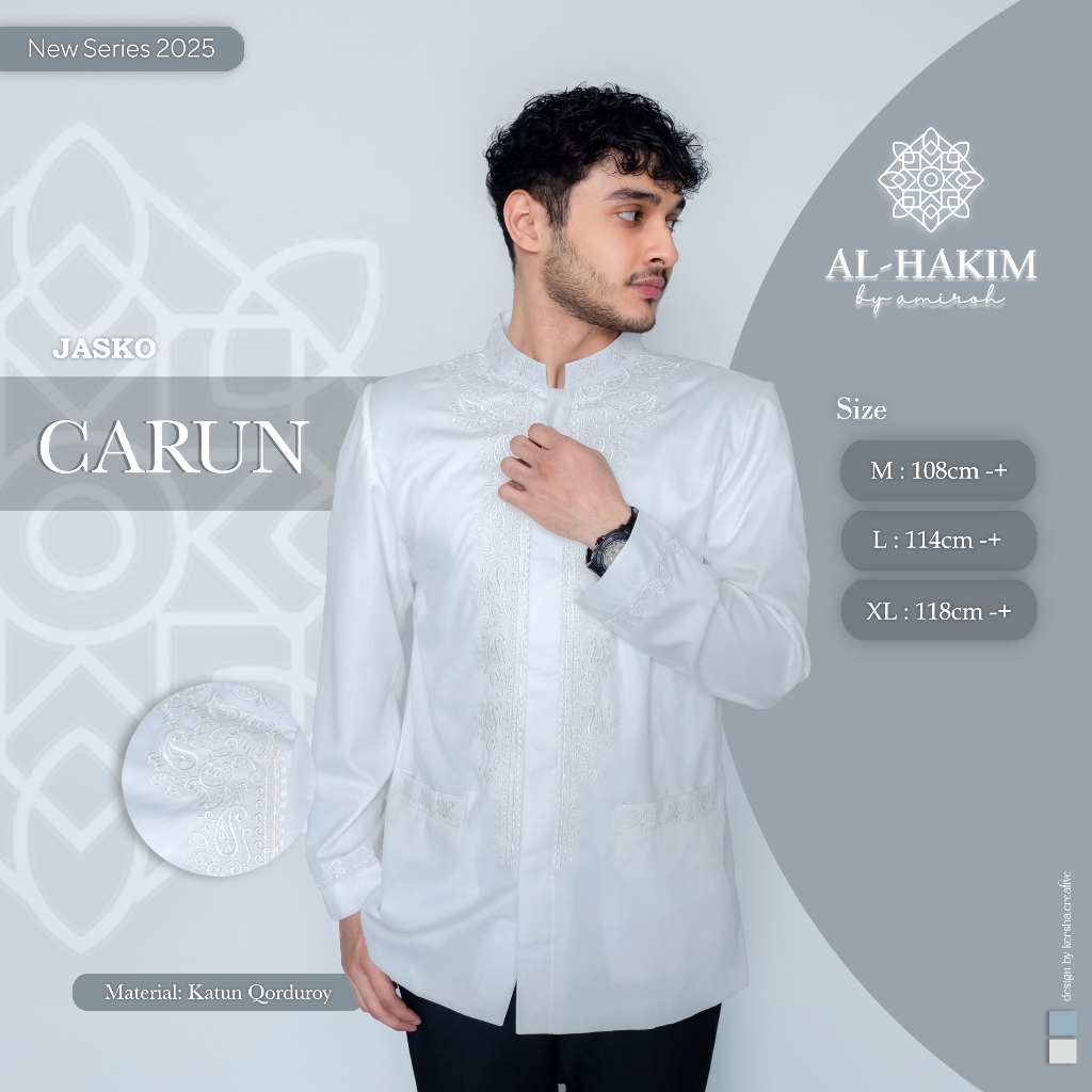 Al Hakim - Jas Koko Putih Dewasa Lengan Panjang White Series Katun Premium