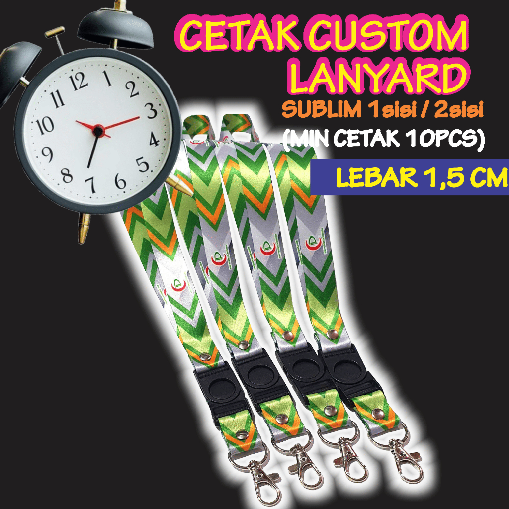 

Cetak lanyard Print sublim 1,5cm. 2 atau 1 muka / Kalung idcard Min Cetak 10pcs++