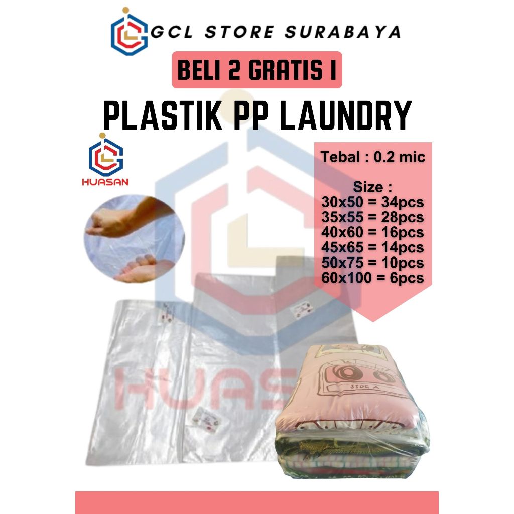 Beli 2 Gratis 1Plastik Laundry I PP Laundry I Kiloan I kantong Plastik PP Bening I baju I