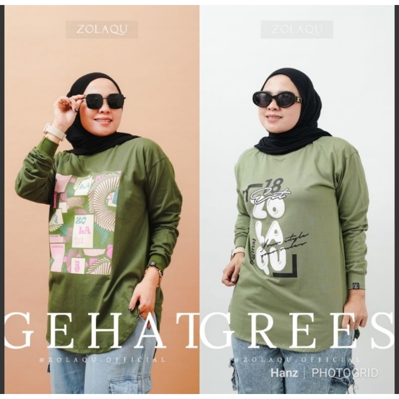 HIJAU SAGE ARMY SERIES Kaos  ZOLAQU ORI Bodi Oval/ Blouse Semi Tunik