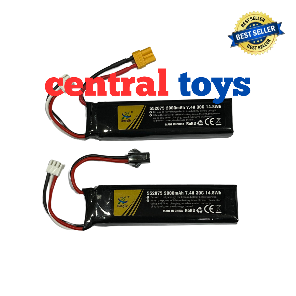 HONGJIE baterai lipo 2s 7.4v 2000mAH 30C airsoft toy gun mainan hobby