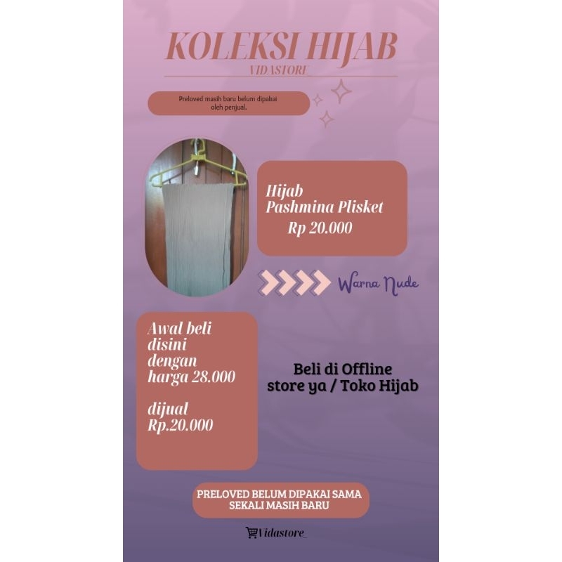 Hijab Pashmina Plisket Warna Nude / Coksu