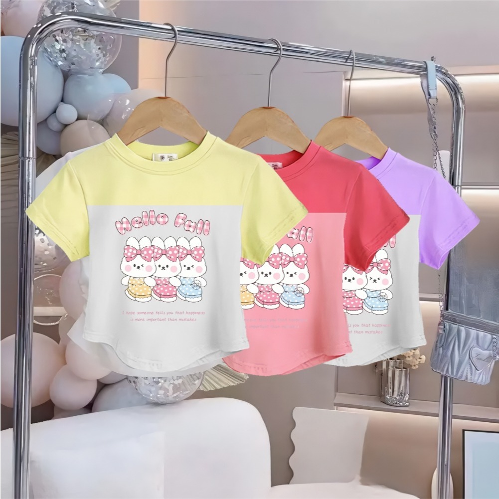 Kaos  Anak Crop Top Perempuan Baju Crop Anak Usia 1 2 3 4 5 6 7 8 9 10 11 12 Tahun