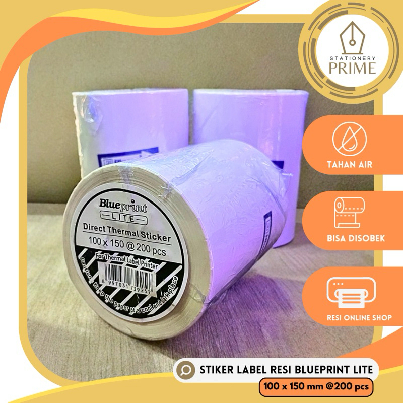 

Direct Thermal Sticker Label Resi BLUEPRINT Lite 100x150 mm isi 200 pcs