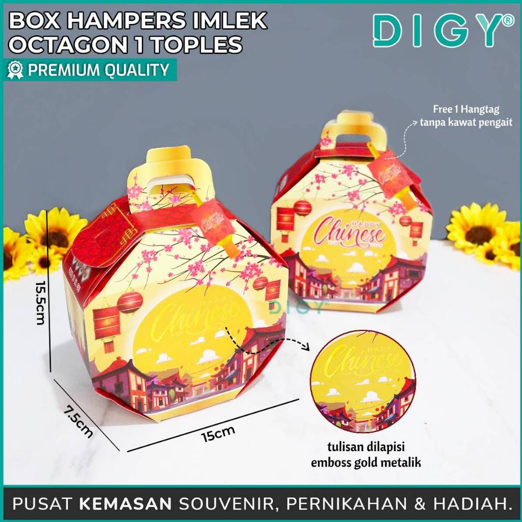

Box Hampers Imlek Octagon 1 Toples/Kotak Hampers Imlek/ Box Kue CNY / Paper Box / Dus Kue Toples/Box Souvenir Imlek