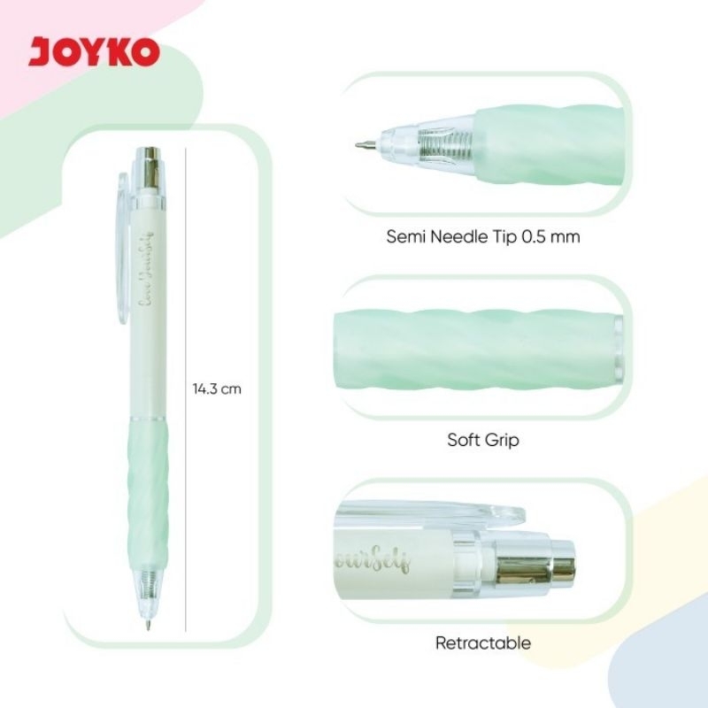 

1 Pcs Gel Pen Pulpen Pena Joyko GP-412 Love Yourself Gel 0.5 mm