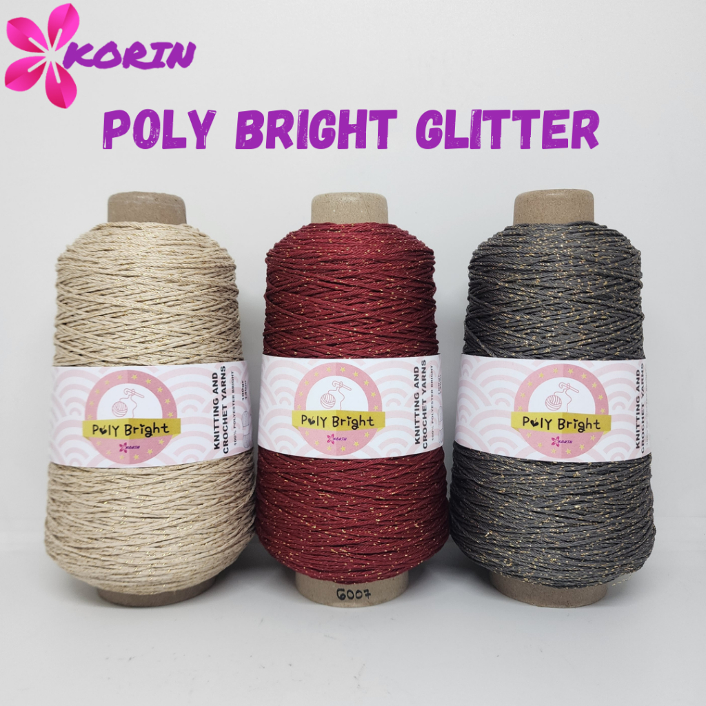 [200gr] Benang Rajut POLY BRIGHT GLITTER / Poly BLINK / Polyester / Benang Rajut Poli Kilap Glitter 