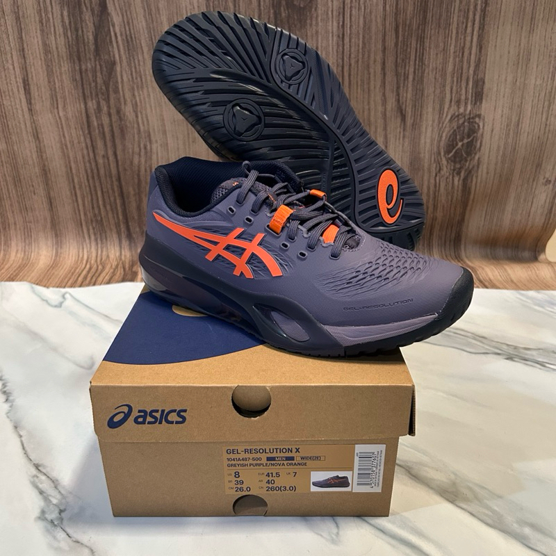 Sepatu Tenis Asics Gel Resolution X Greyish Purple Nova Orange Wide/Tennis Shoe Asics Original Gel R