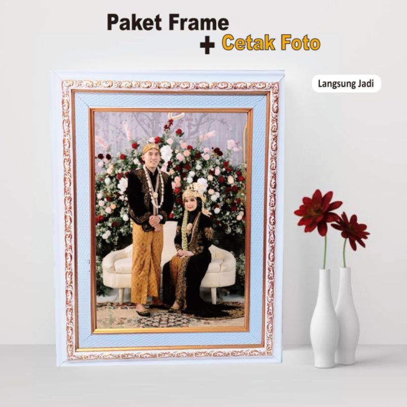 Frame Foto Linen + Cetak Foto Langsung Jadi 10R 12R