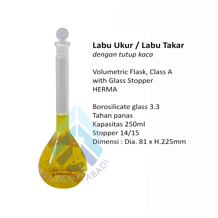 Labu Ukur 250ml Labu Takar HERMA Tutup Kaca | Volumetric Flask
