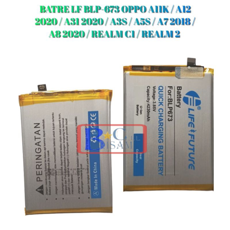 Baterai / Batre LF OPPO A3S / A5S / A7 / A31 / BLP673 Double Power Original Life Future