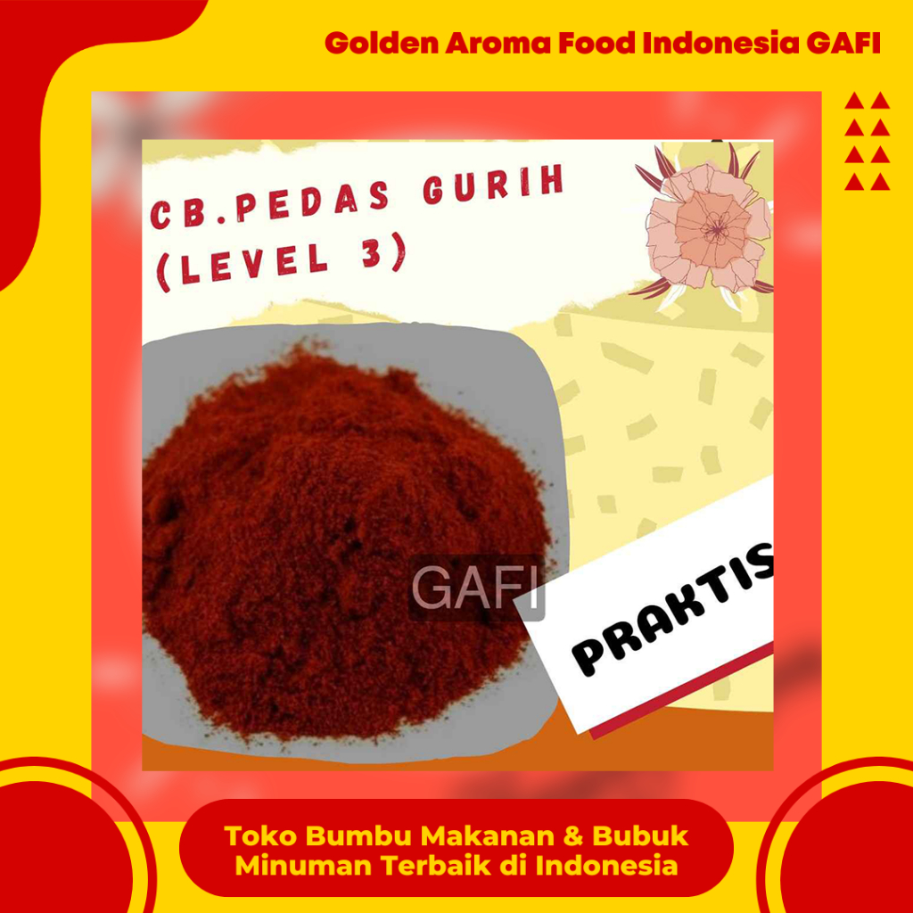 

GAFI Food Cabe Bubuk Pedas Asin Gurih (Level 3) 1 Kg Enak Lezat Murah Halal, Spicy Salty Savory Chili Powder (Level 3) 1Kg