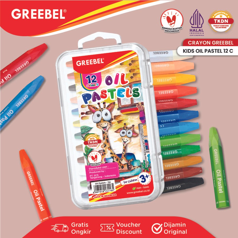 

GREEBEL Crayon Krayon KIDS OIL PASTEL 12 Warna C (KOP 12C) / Crayon Greebel / Krayon 12 Warna / Non toxic