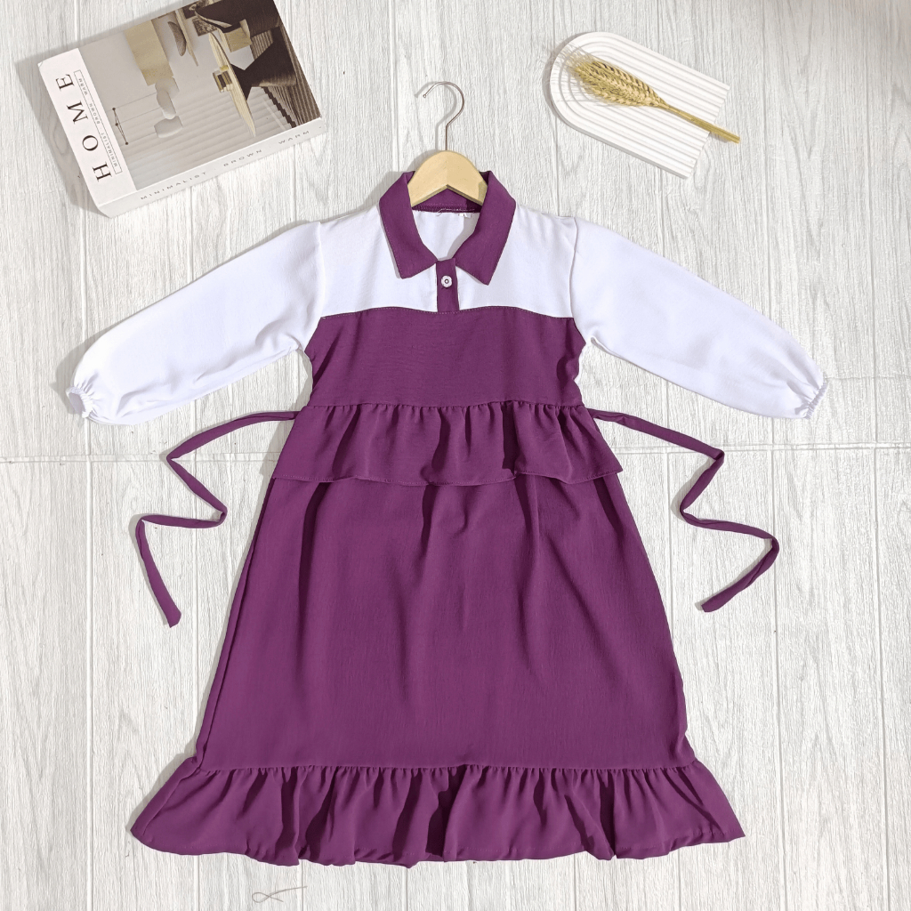 Gamis Muslim Shafira Dress Anak Perempuan Usia 1-9 Tahun Model Terbaru Crinkle Airflow