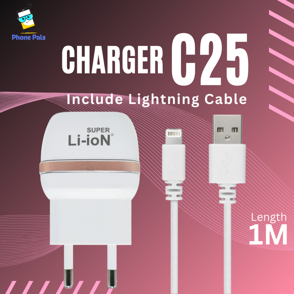 CHARGER DUAL USB (5W) SUPER LI-ION C25 + KABEL DATA MICRO/IPHONE