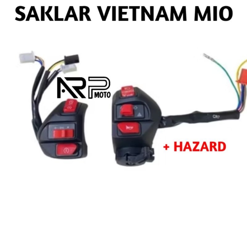 SAKLAR KANAN & KIRI VIETNAM MIO / AEROX + HAZARD ORIGINAL CR7  MERAH & BIRU PNP ALL MIO SERIES 110 M
