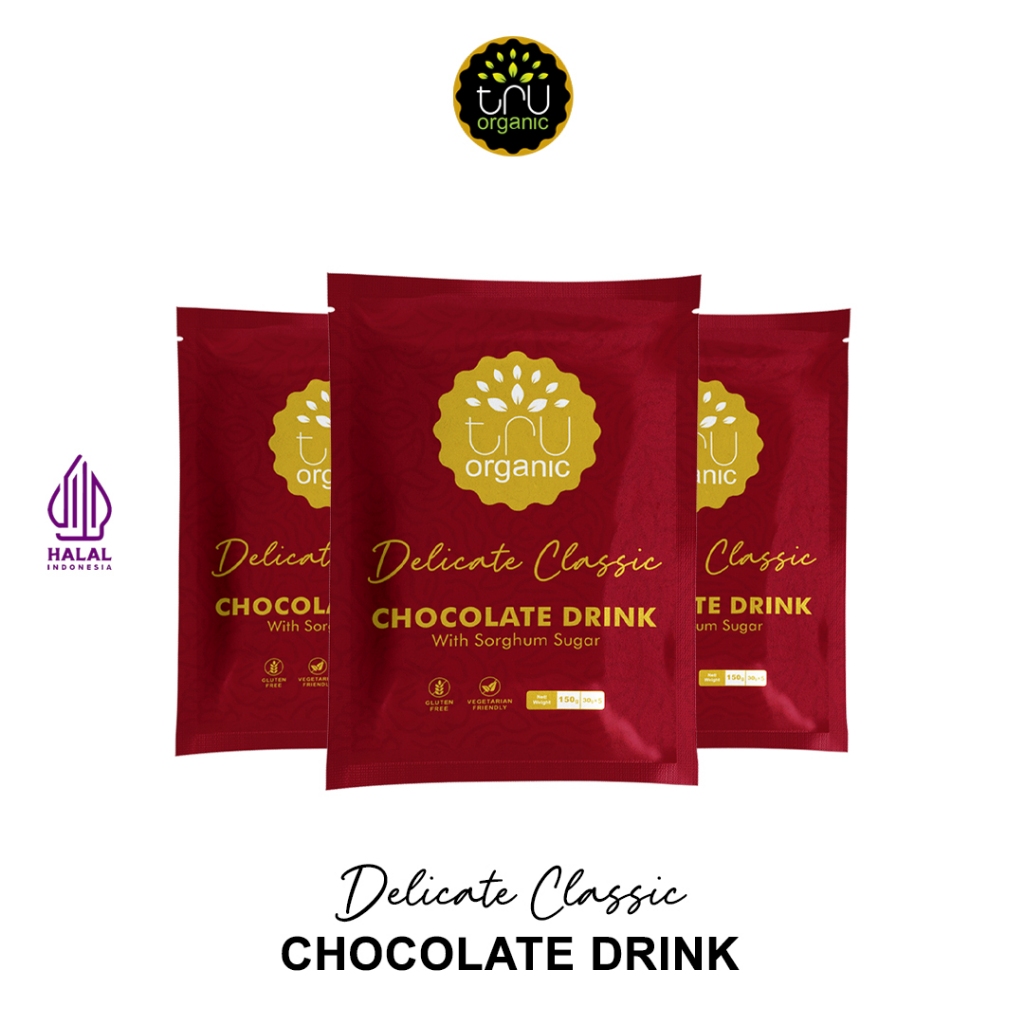 

TruOrganic Chocolate Delicate Classic 3 Sachet Minuman Cokelat Rendah Kalori dengan Gula Sorghum