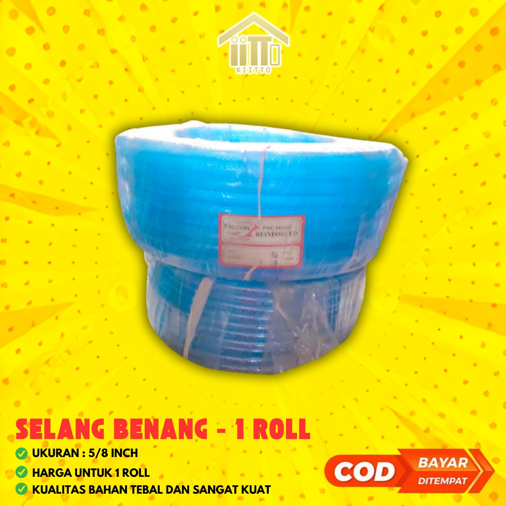 ( JUAL 1 ROLL ) SELANG AIR BENANG 5/8 INCH TEBAL 1 ROLL 50 METER / SELANG AIR SERAT TRANSPARANT 5/8 