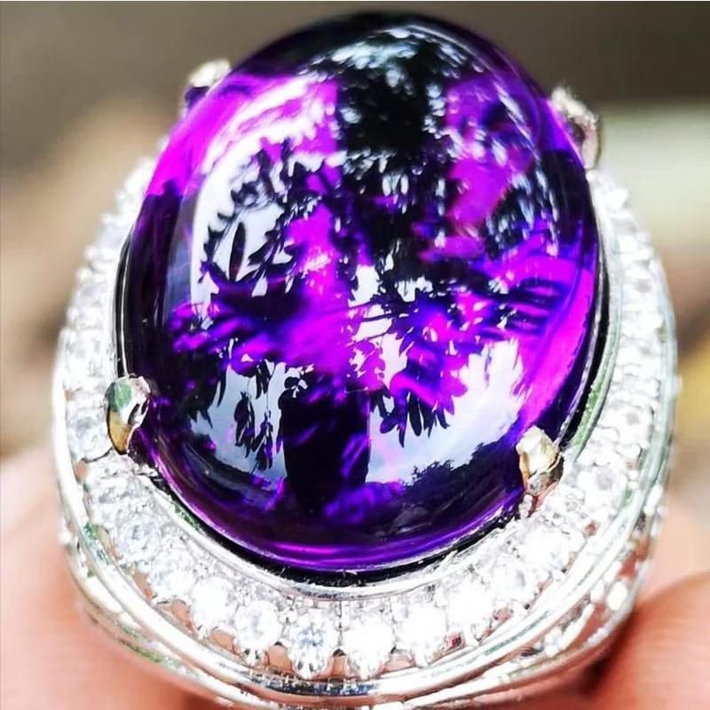 Cincin Permata Natural Kecubung Amethyst Ring Perak Bangkok Asli