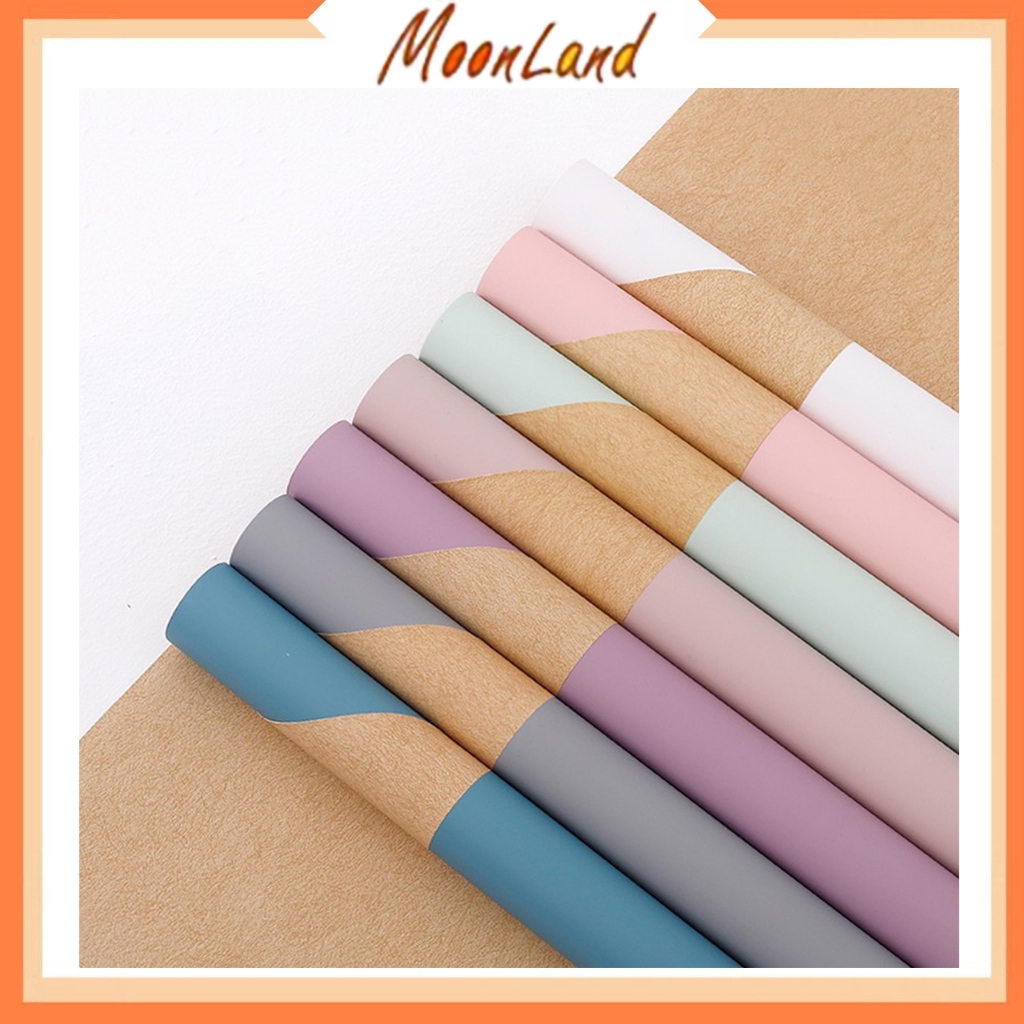 

20 Lembar Flower Wrapping Paper Bi Color Kraft Cellophane Kertas Buket Motif Dua Warna Coklat Muda Kb6055