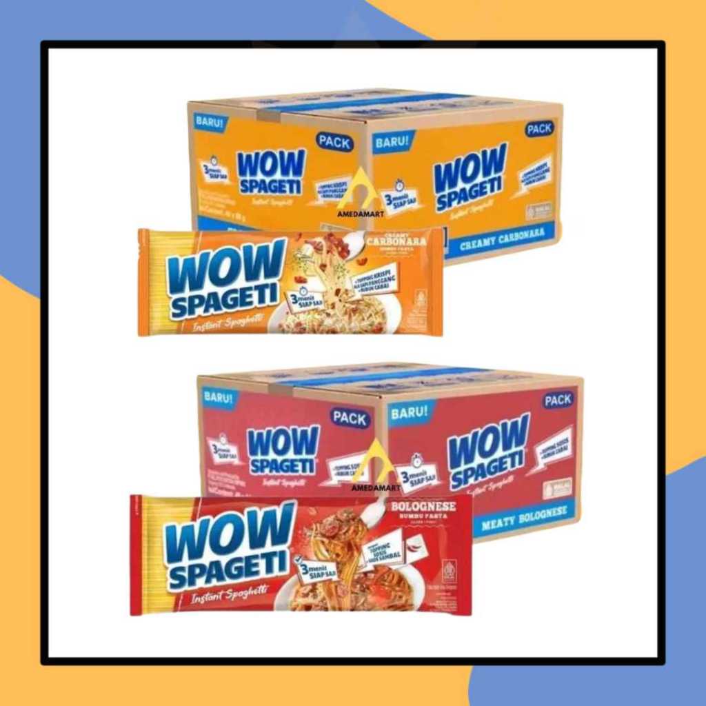

[1 DUS] Spageti WOW (88gr x isi 40pcs) Mie Spagetti Pasta Instan Carbonara Bolognes Mi Creamy Italian Taste