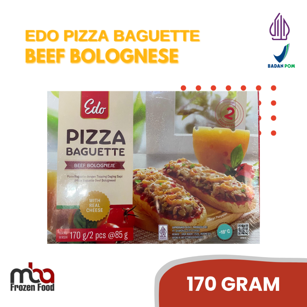 

EDO Pizza Baguette Spinach & Cream / Bolognese (2pcs) 170 Gram /Roti /Pizza /Camilan /Snack /Frozenfood /Jajan /Italian /Food /Breakfast /Panggang /Makananringan