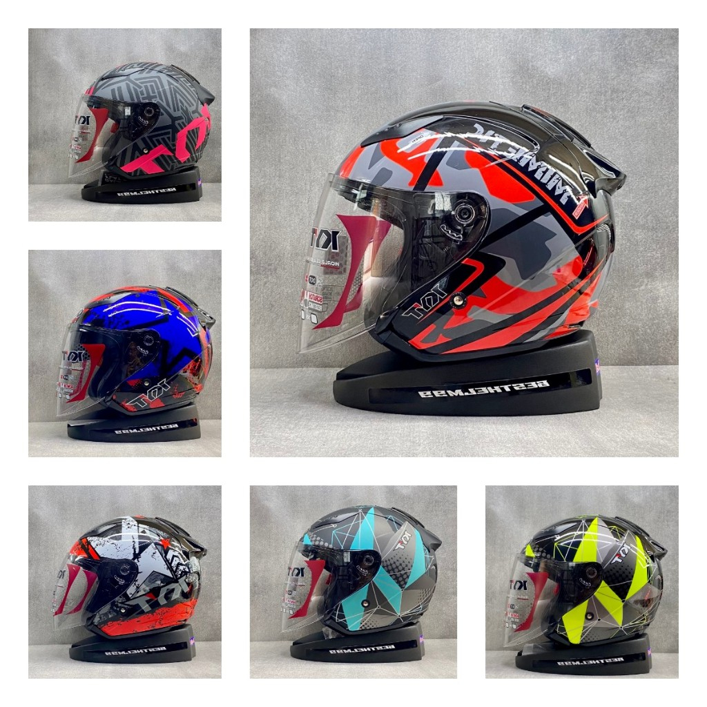 KYT Galaxy Flat R All Motif Standar Kaca Bening - KYT Original Helm Half Face Double Visor Untuk Cow