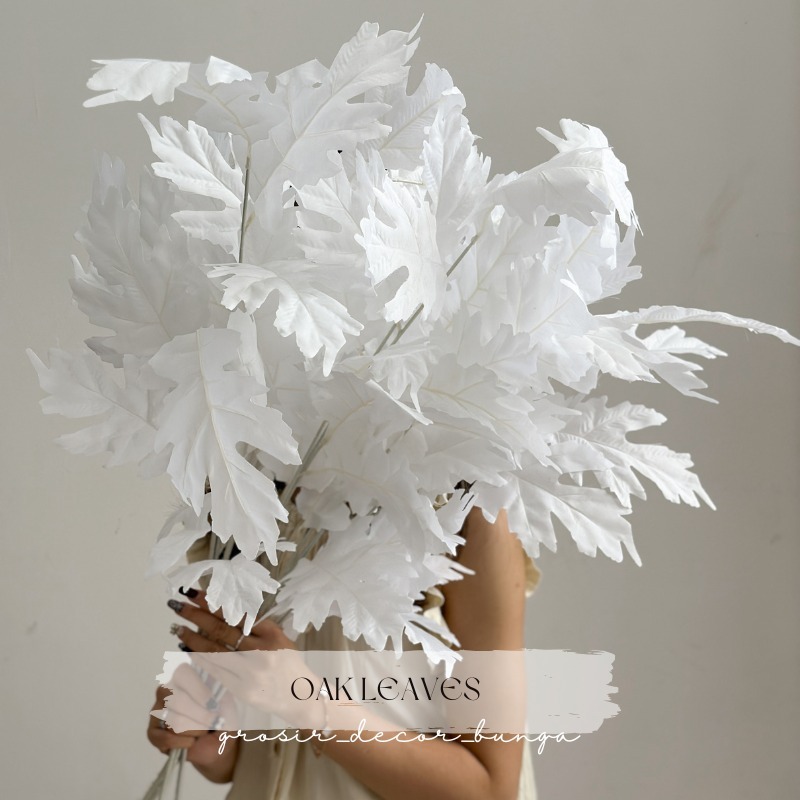 [QC] OAK LEAVES MAPLE LEAF Daun Plastik Palsu Artificial Dekorasi Willow Leaves Bunch Daun Willow Le