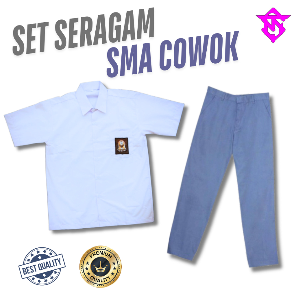 THESUNAN57 | SET SERAGAM SMA COWOK | SET SERAGAM SMA BAJU LENGAN PENDEK CELANA PANJANG