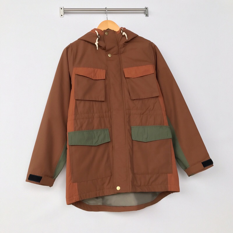 M/L FIELDCORE Jaket Waterproof Parka M65 Colorblock Windbreaker Coklat Brown Hooded Hoodie