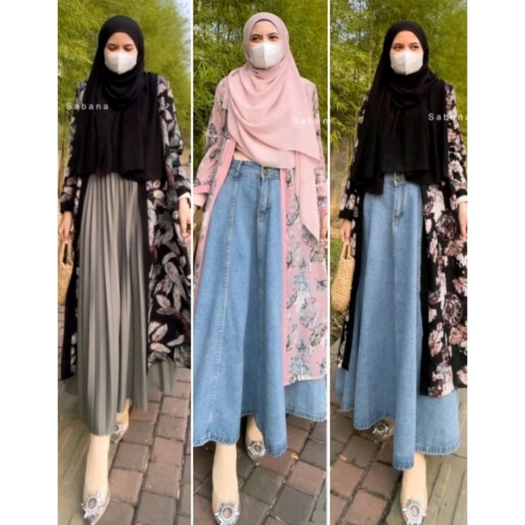 Model Baru D OUTER PANJANG CARDIGANBLAZER ROMPI WANITA SABANA LONG OUTER FLORAL MURAH MOTIF BUNGA