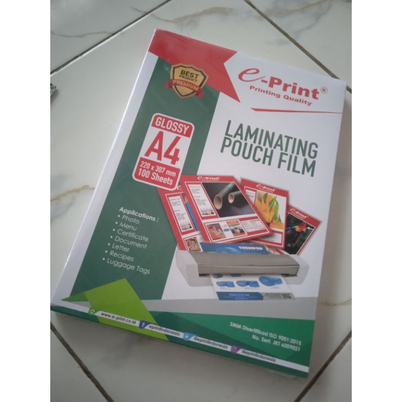 

PLASTIK LAMINATING GLOSSY A4 EPRINT