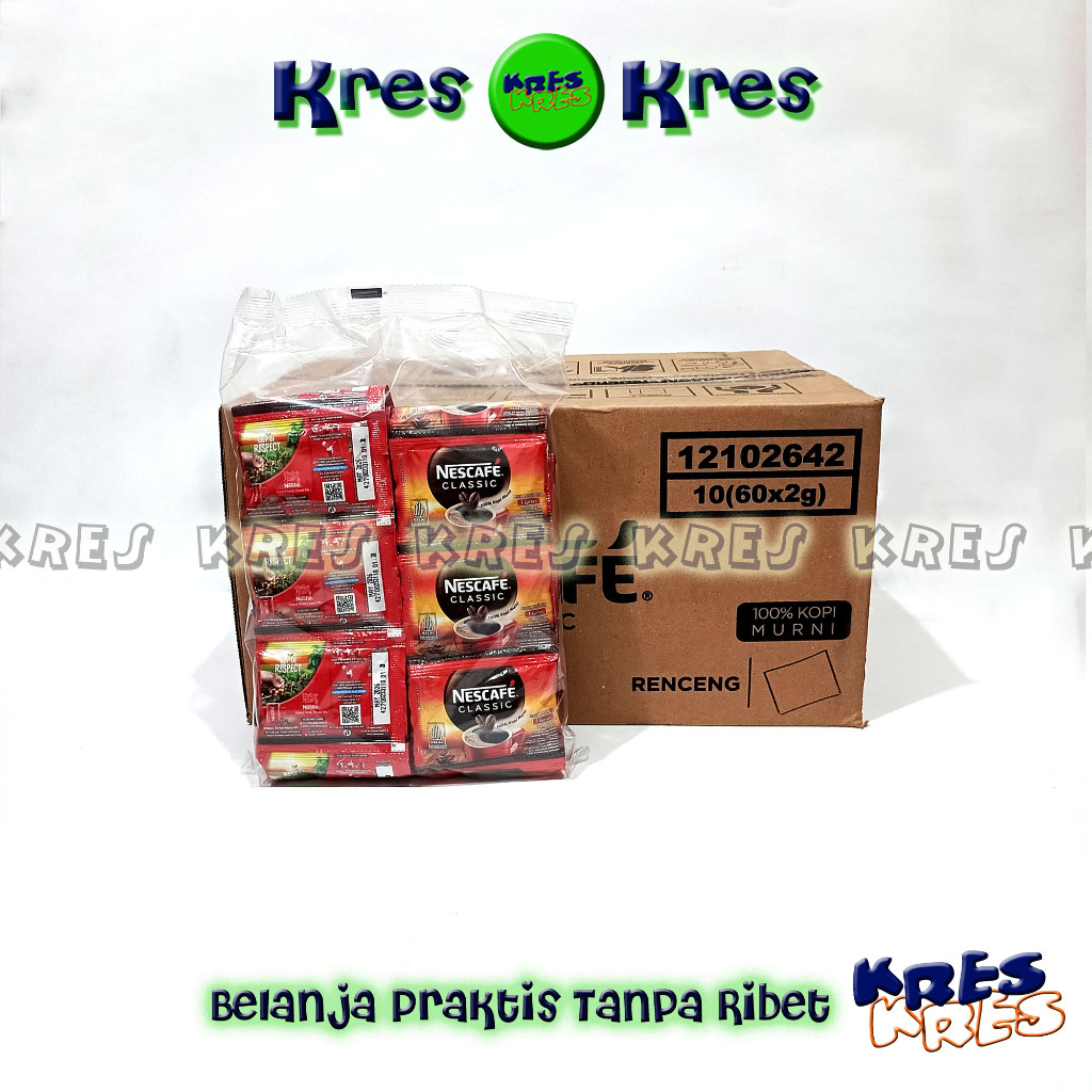 

NESCAFE CLASSIC GROSIR KARTON Kopi Instan Kopi Hitam Sachet 2gr Sachet (Dalgona Coffee)