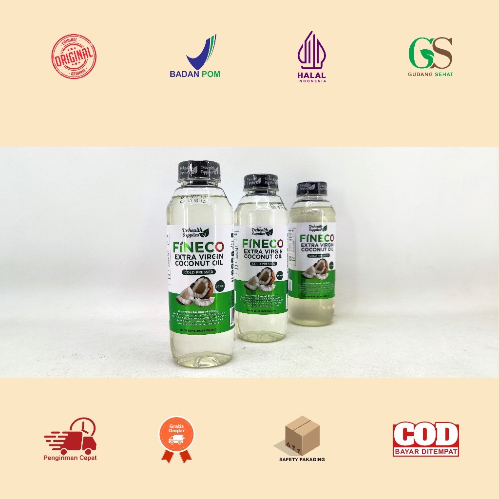 

Manado Dehealth Supplies FINECO Extra Virgin Coconut Oil Isi 500 ML Botol Plastik - EVCO