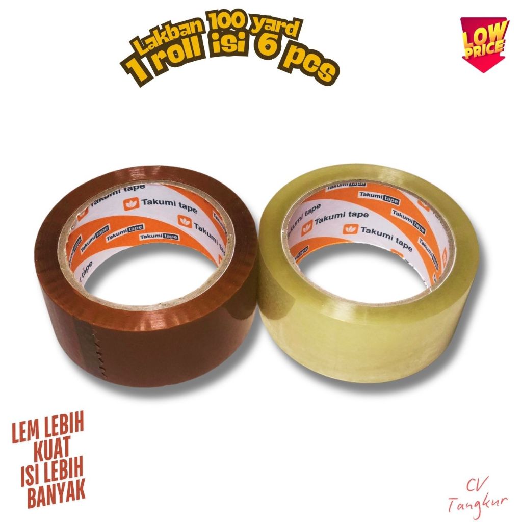 

LAKBAN BENING & LAKBAN COKLAT 90 YARD, TAKUMI TAPE TERMURAH PREMIUM / LAKBAN TEBAL / LAKBAN KUAT / LAKBAN GROSIR