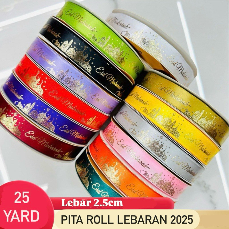 

TERBARU 25YARD Pita Roll Lebaran 2025 / Pita Parcel Selamat Idul Fitri / Pita Kain Box Hamper Hari Raya Idul Fitri / Pita Toples Ramadan Kareem / Pita Ikat Hamper Eid Mubarak / Ribbon Eid Lucu Ready Stock