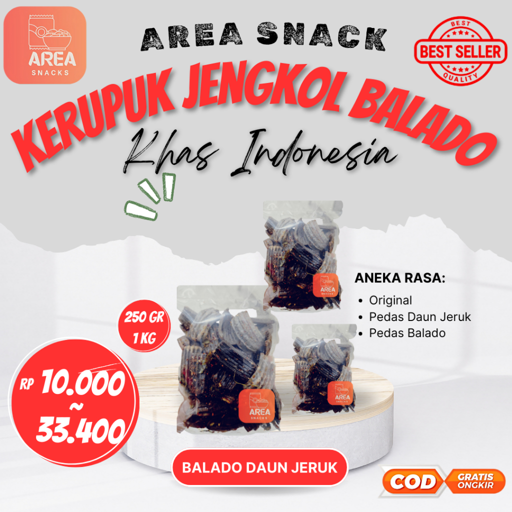 

KERUPUK JENGKOL / SEBLAK PEDAS MANIS / BALADO DAUN JERUK 1 KG 500 GRAM 250 GRAM ENAK