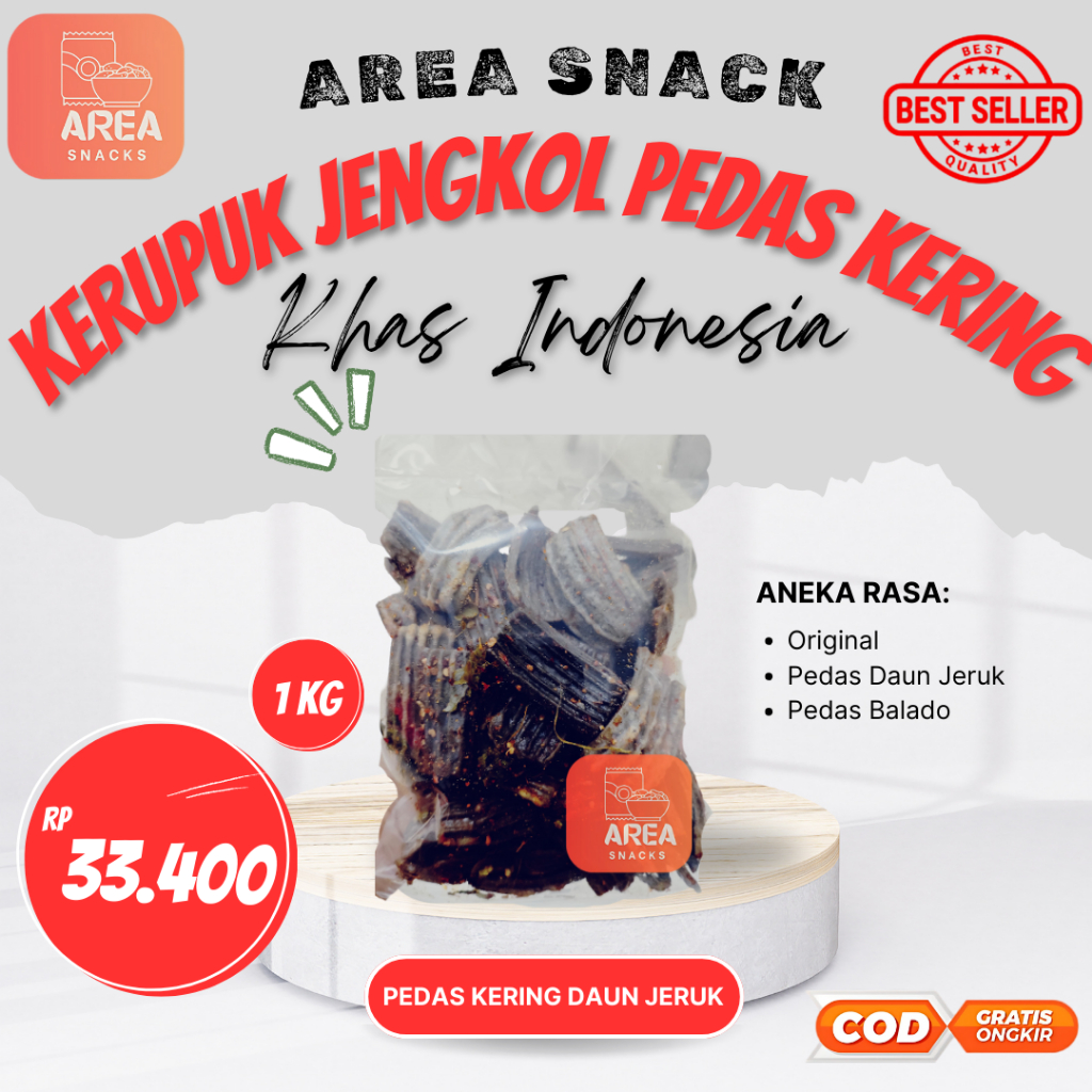 

KERUPUK JENGKOL 1 Kilo / SEBLAK PEDAS KERING DAUN JERUK 1 KG CEMILAN PEDAS