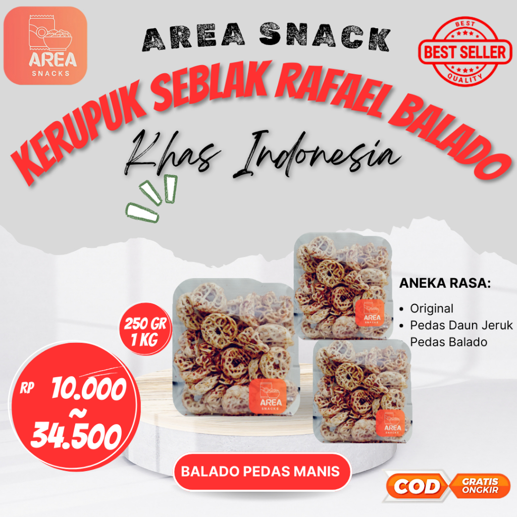 

KERUPUK SEBLAK RAFAEL PEDAS DAUN JERUK SUPER GURIH DAN SANGAT RENYAH 1 kg 500 gr 250 gr
