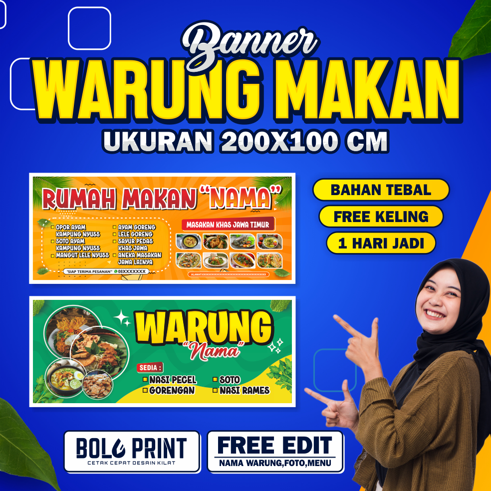 Cetak Banner DESAIN TEMPLATE WARUNG MAKAN UKURAN 200X100  Murah Baliho Frontlite Backdrop
