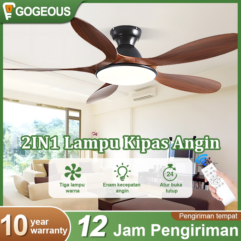 Gogeous 46/56 inci kipas angin gantung besar Gaya Nordik sederhana kipas lampu gantung plafon remote