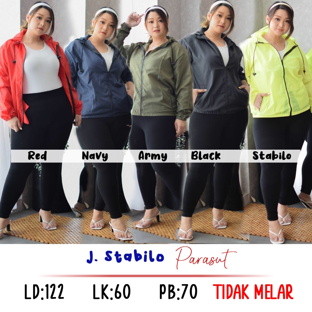 JAKET J. STABILO  JAKET PARASUT WANITA BIGSIZE JUMBO BESAR OVERSIZED MURAH