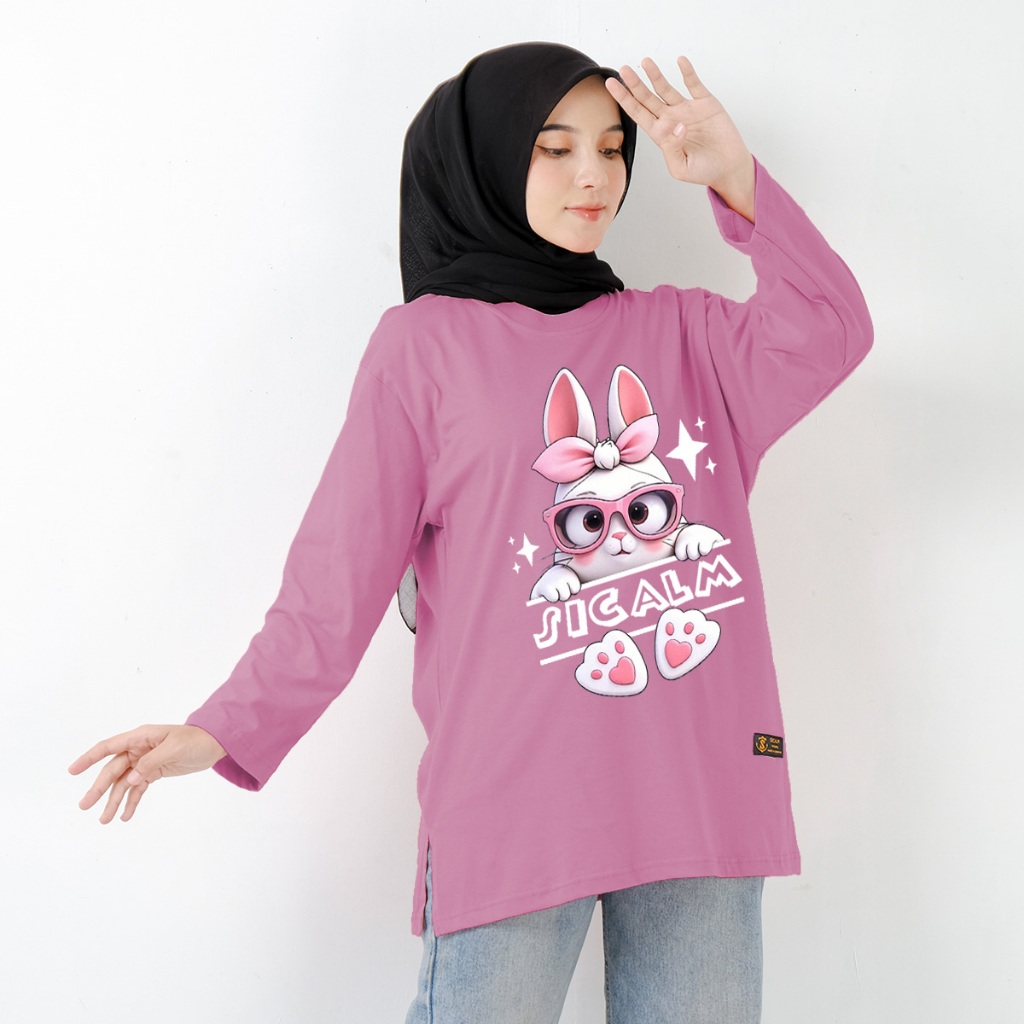 kaos lengan panjang wanita jumbo kaos oversize lengan panjang kaos motif lengan panjang wanita tebal