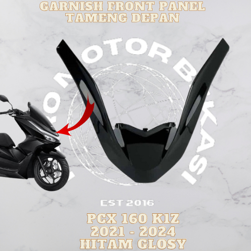 cod - garnish front panel tameng depan honda pcx 160 k1z new 2021 2022 warna hitam glosy