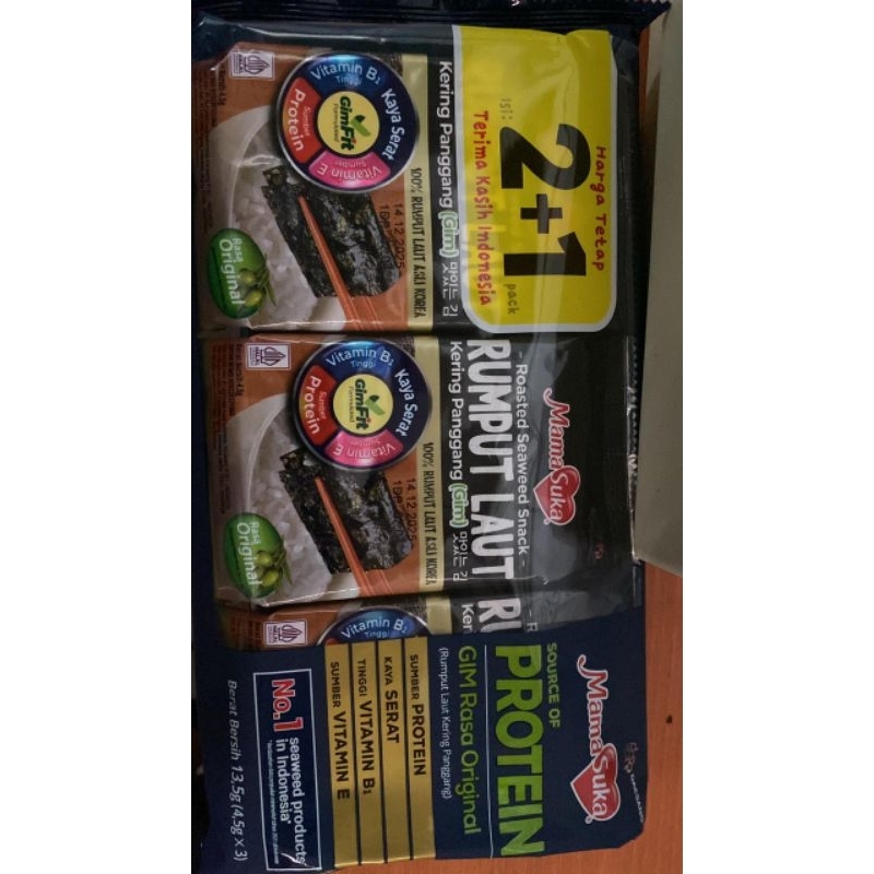 

Mamasuka Rumput laut 2+1 13,5 gr