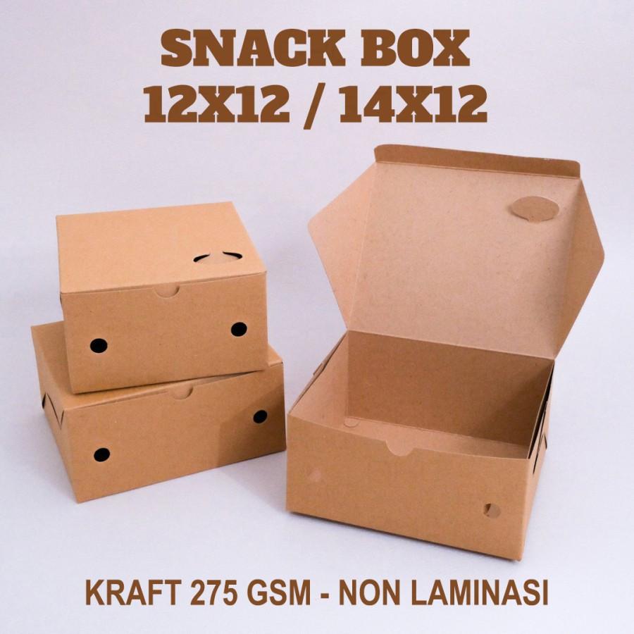 

Dus Snack Kraft Kotak Catering Motif Coklat Polos Ukuran 14x12 Cm